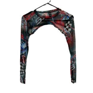 Y2K Racing Mesh Shrug Sleeve Top Cybercore Rave Festival Size M